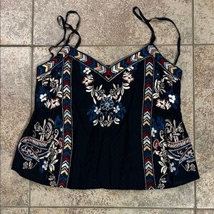 Love Sam Black and Blue Embroidered Camisole